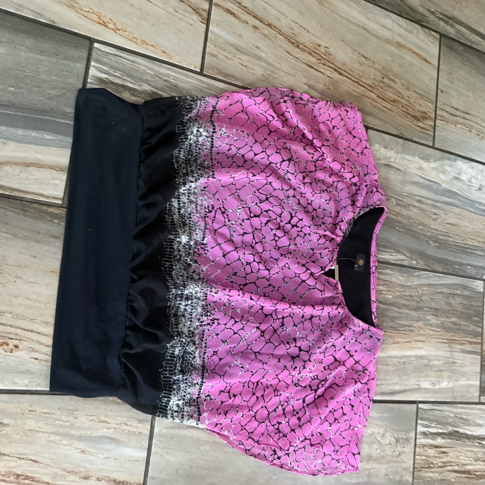 JM Collection Pink and Black Blouse